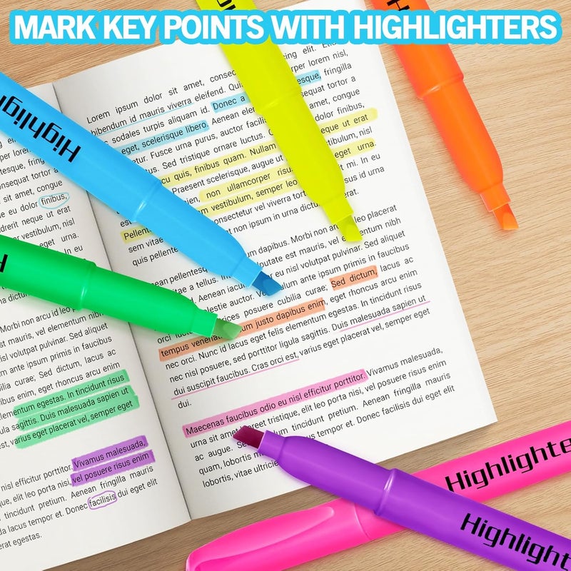YEGEER Highlighters, Chisel Tip Dry-Quickly Highlighter Markers, 300 Count-6 Assorted Colors Highlighters Bulk Pack for Adult Kids, Office Classroom Must Have, School Supplies for Teachers (2 Boxes of 150) - Image 4